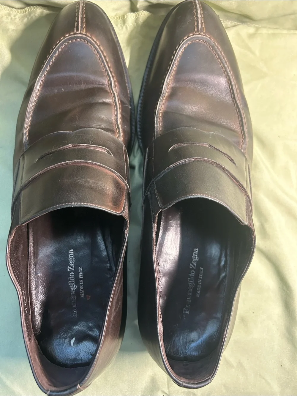 Ermenegildo Zegna Cap Toe Dress Shoes Brown Leather Mens Sz 9 US